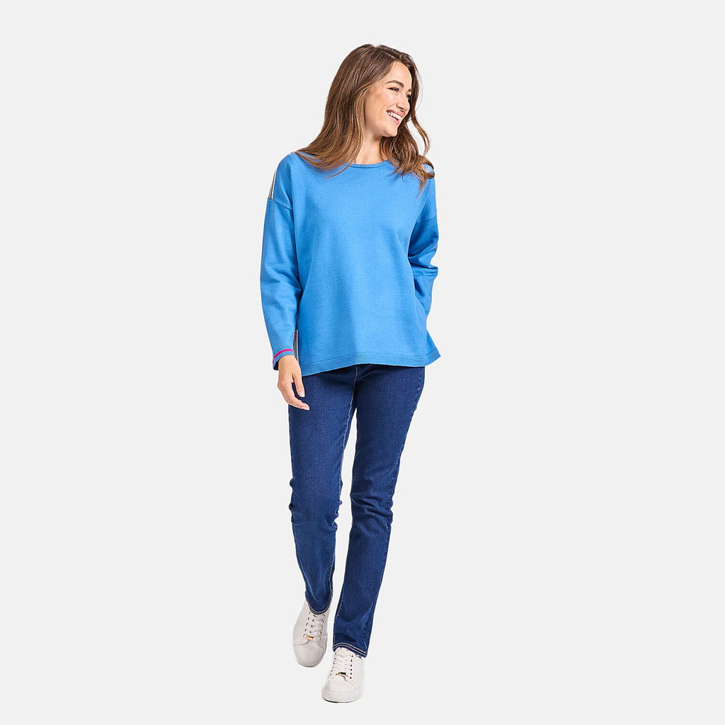 Mudflower Stripe Detail Jumper (Size 12) - Blue