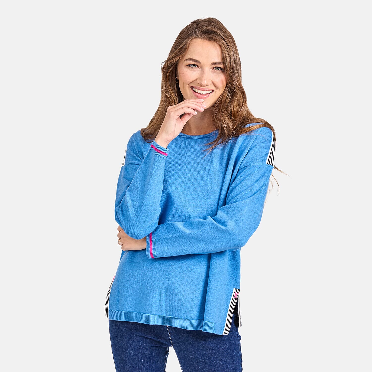 Mudflower Stripe Detail Jumper (Size 12) - Blue