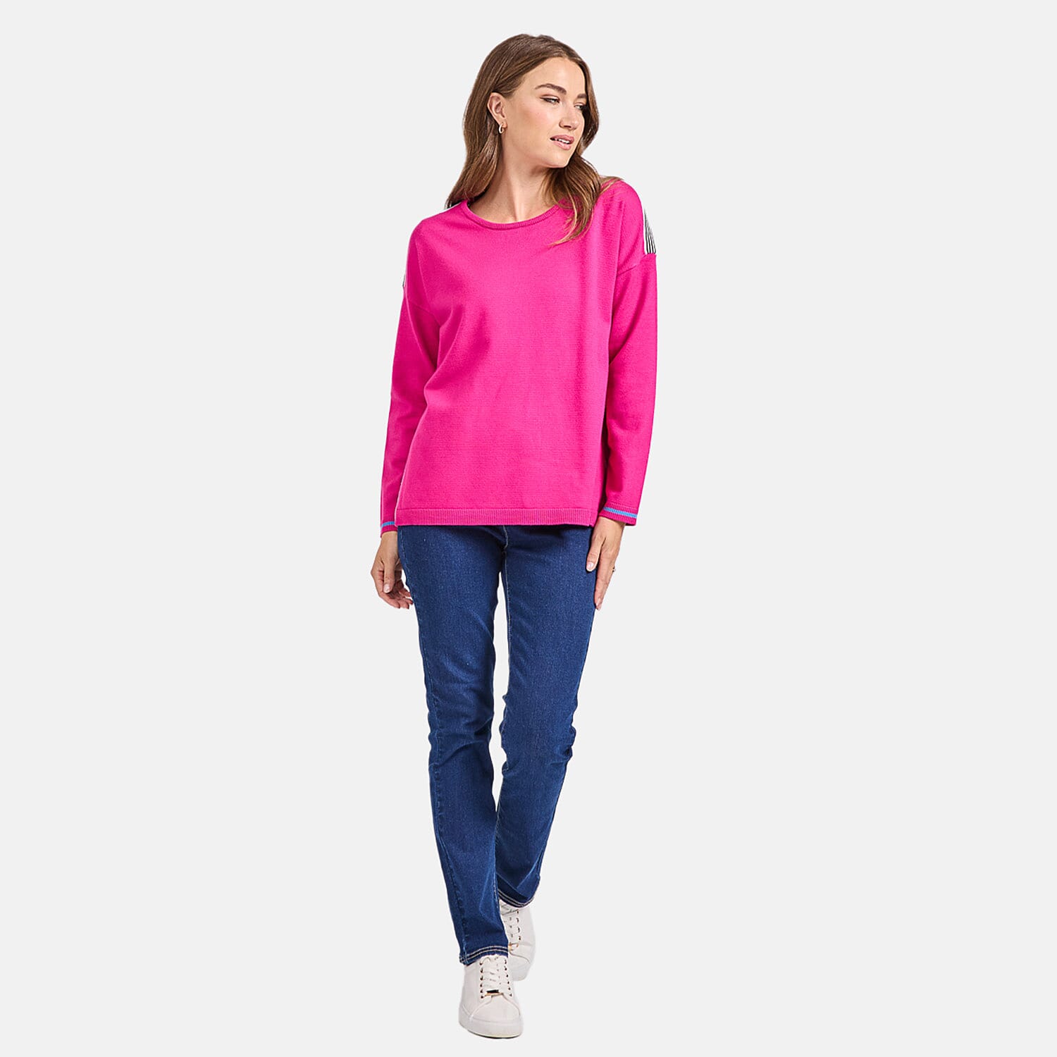 Mudflower Stripe Detail Jumper (Size 14) - Pink