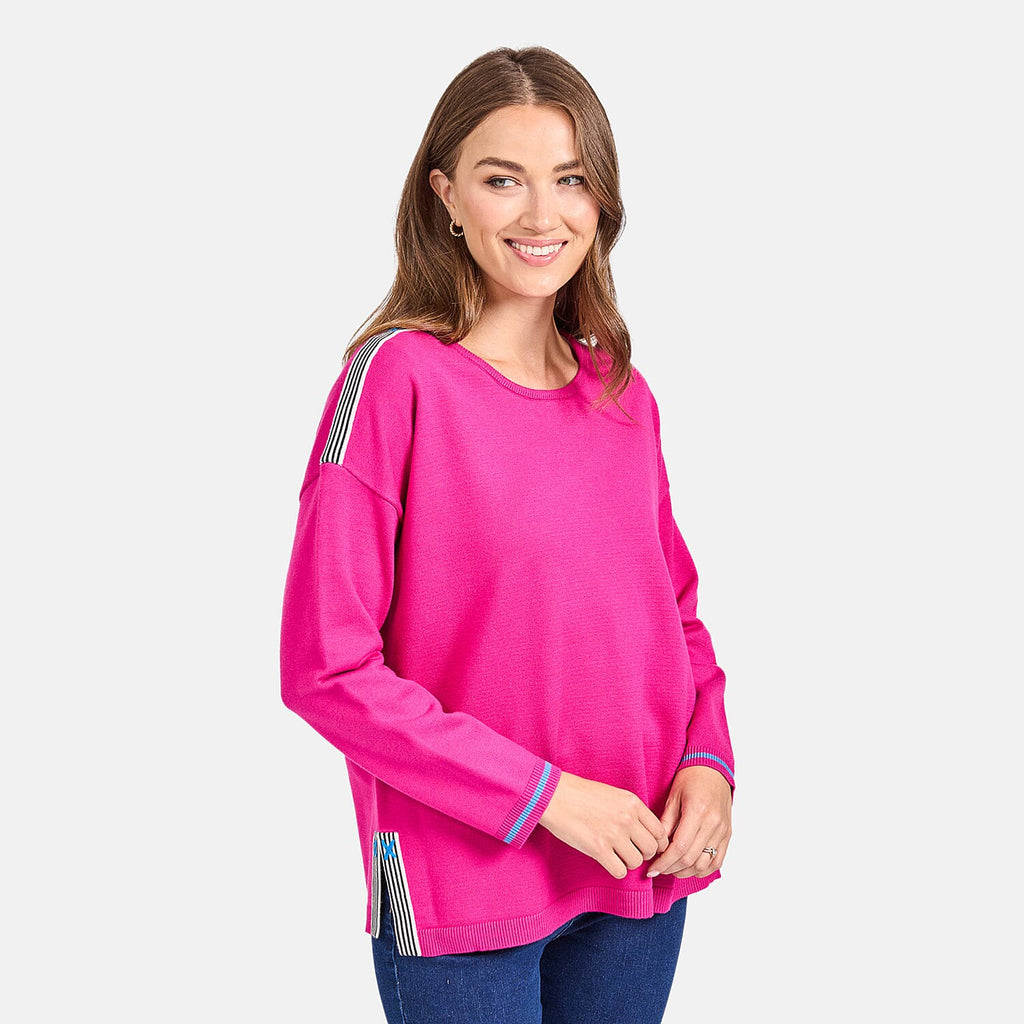 Mudflower Stripe Detail Jumper (Size 14) - Pink