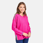 Mudflower Stripe Detail Jumper (Size 14) - Pink