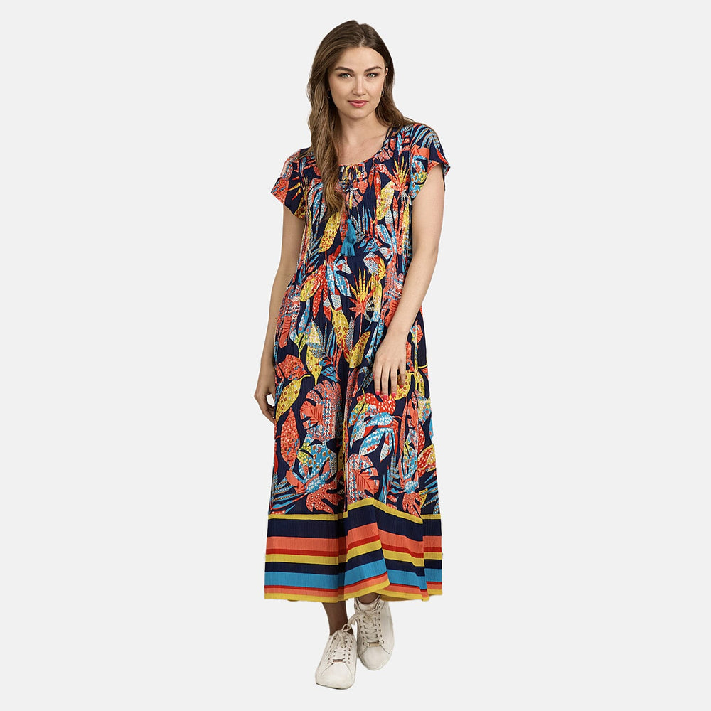 Mudflower Tropical Printed Maxi Dress (Size 12) - Navy