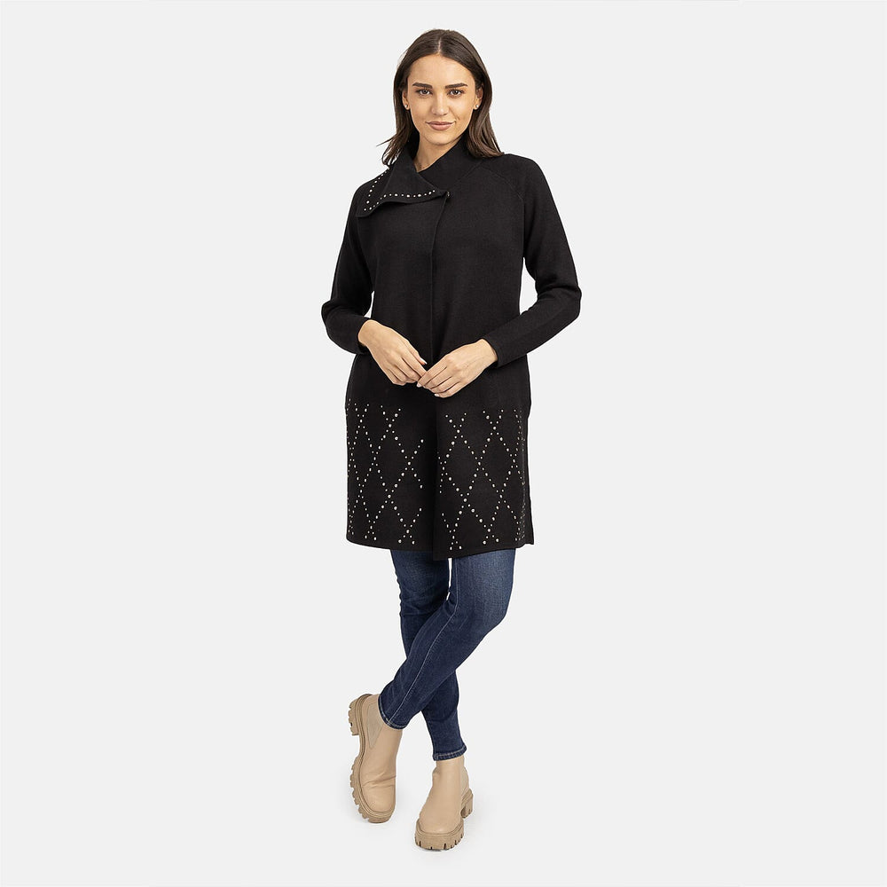Mudflower Viscose Gold Studded Wrapover Cardigan (Size 12) - Black
