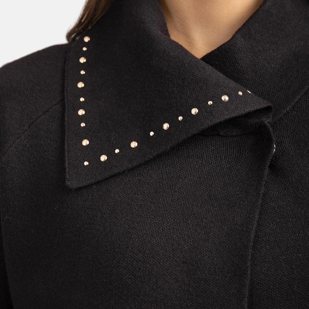 Mudflower Viscose Gold Studded Wrapover Cardigan (Size 12) - Black