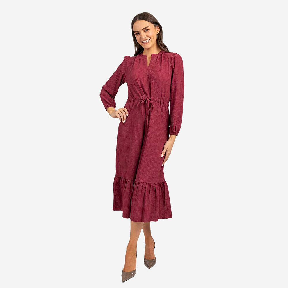 Mudflower Woven Dress - Wine