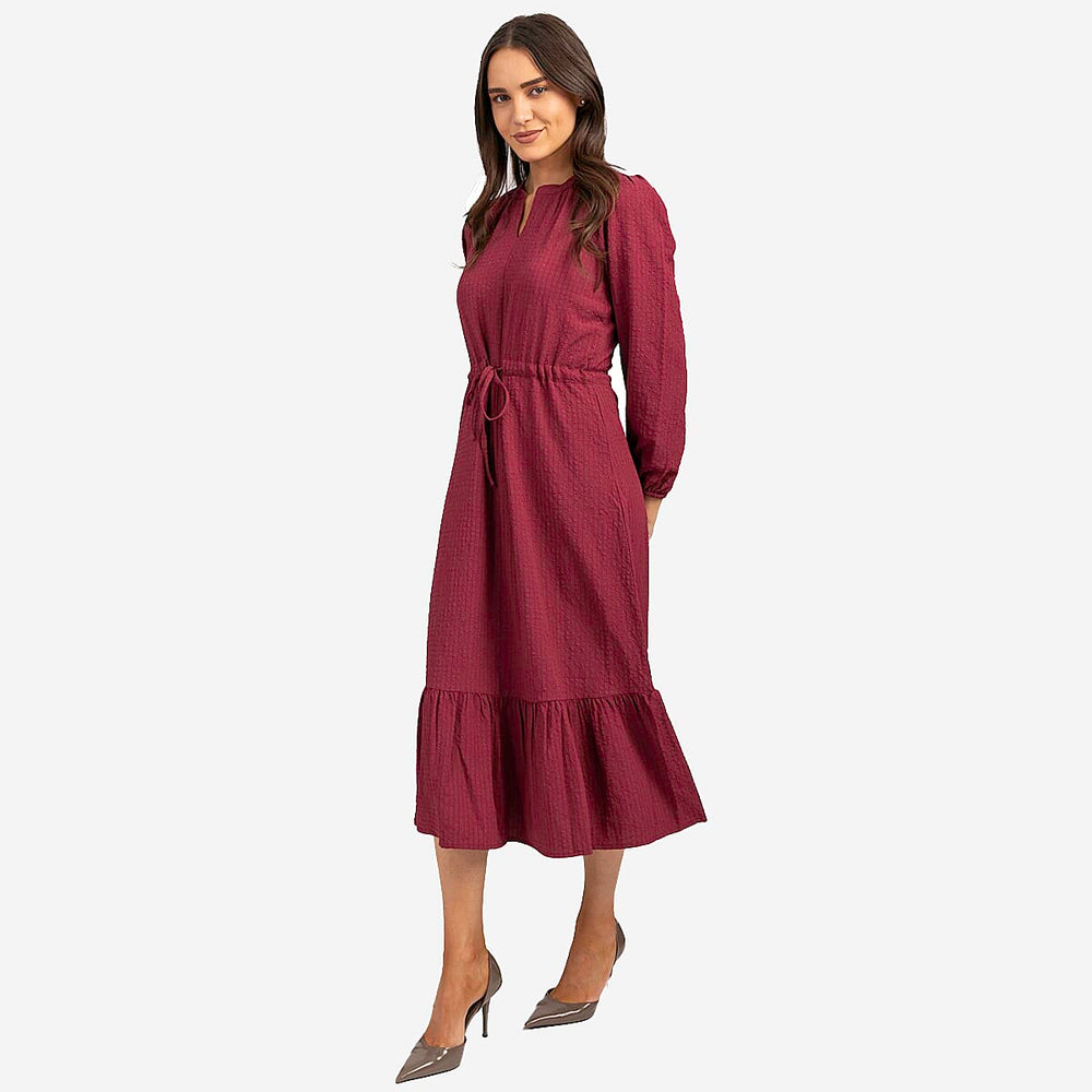 Mudflower Woven Dress - Wine