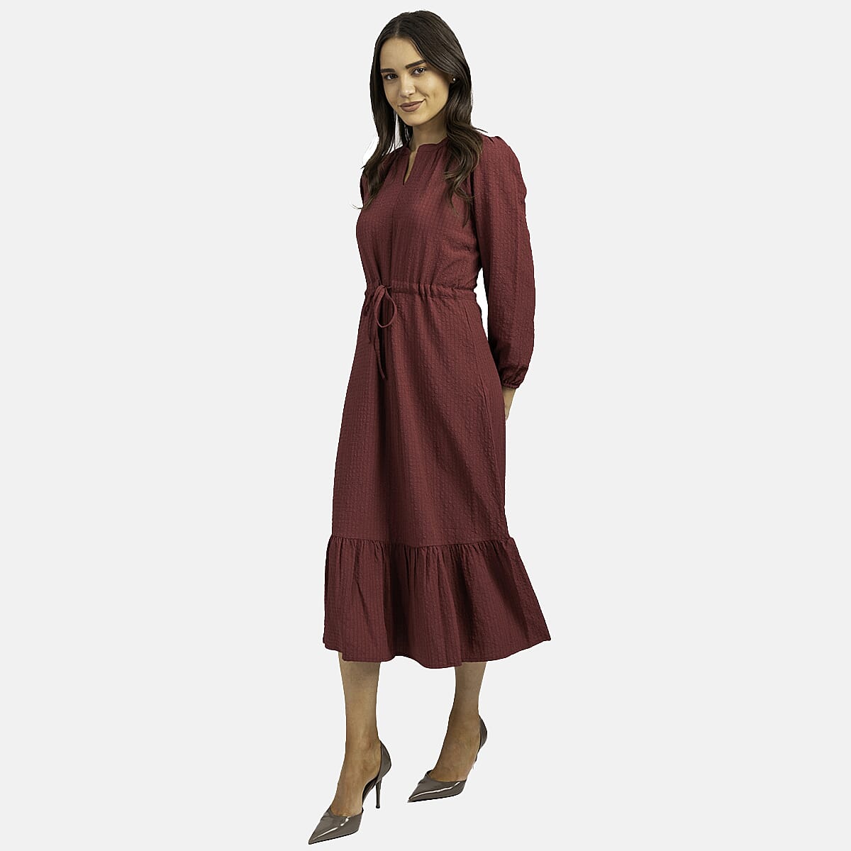 Mudflower Woven Dress - Wine