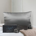 Set of 2 - 100% Mulberry Silk Front Side- Pillowcase,(50x75cm) Eye Mask (23.5x10.5cm) - Grey
