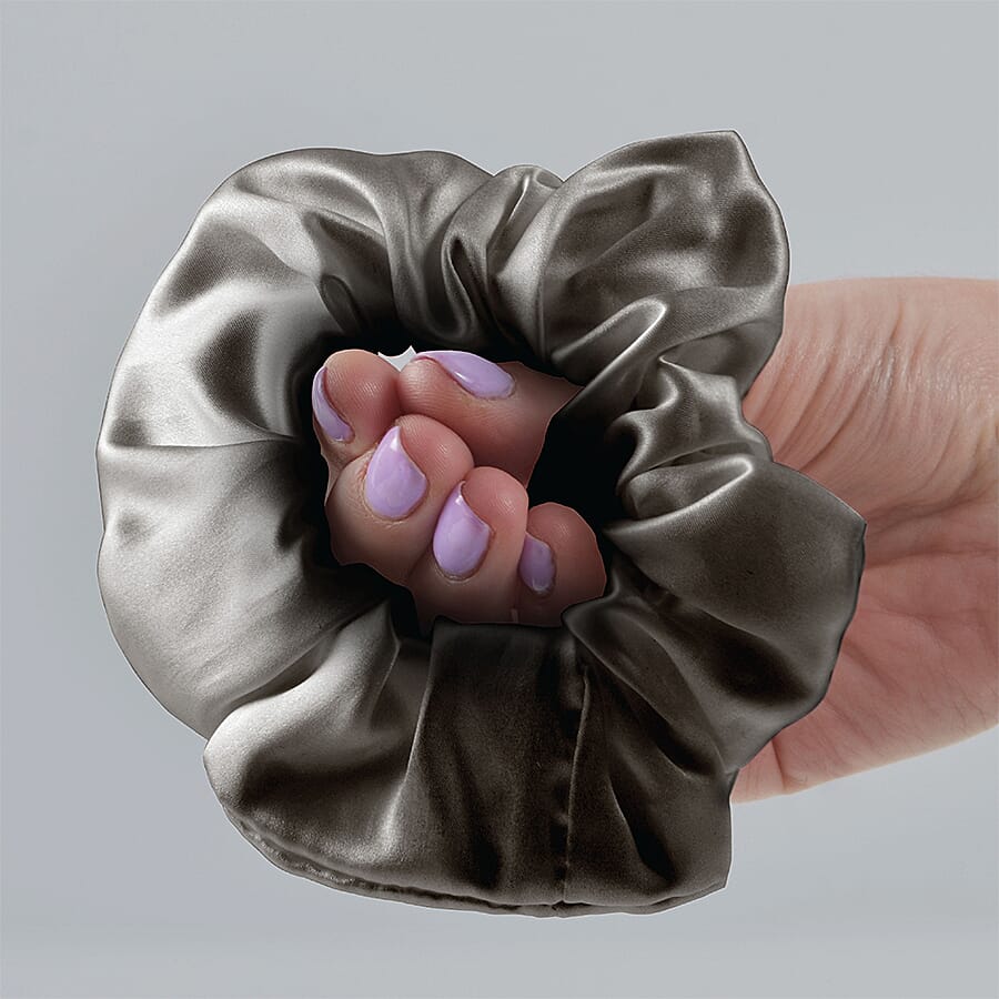 Set of 2 - 100% Mulberry Silk Front Side- Pillowcase,(50x75cm) Eye Mask (23.5x10.5cm) - Grey