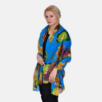 La Marey Whimsical Art Printed 100% Mulberry Silk Scarf (Size 180x110 cm) - Pink & Yellow