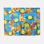 La Marey Whimsical Art Printed 100% Mulberry Silk Scarf (Size 180x110 cm) - Pink & Yellow