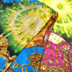La Marey Whimsical Art Printed 100% Mulberry Silk Scarf (Size 180x110 cm) - Pink & Yellow