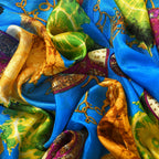 La Marey Whimsical Art Printed 100% Mulberry Silk Scarf (Size 180x110 cm) - Pink & Yellow