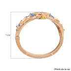 STRADA Japanese Movt. Water-Resistant Floral Bangle Watch with Blue and Multi Color Enamel & Crystal Strap