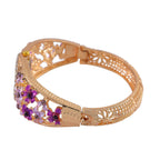 Strada Austrian Crystal Enamelled Bangle Watch - Purple