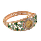 Strada Austrian Crystal Enamelled Bangle Watch - Green
