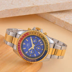 MAJESTY Limited Edition Multi-Function Multi Colour CZ Dial 3 ATM Water Resistant Watch in Dual Tone With Gift Box