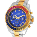 MAJESTY Limited Edition Multi-Function Multi Colour CZ Dial 3 ATM Water Resistant Watch in Dual Tone With Gift Box