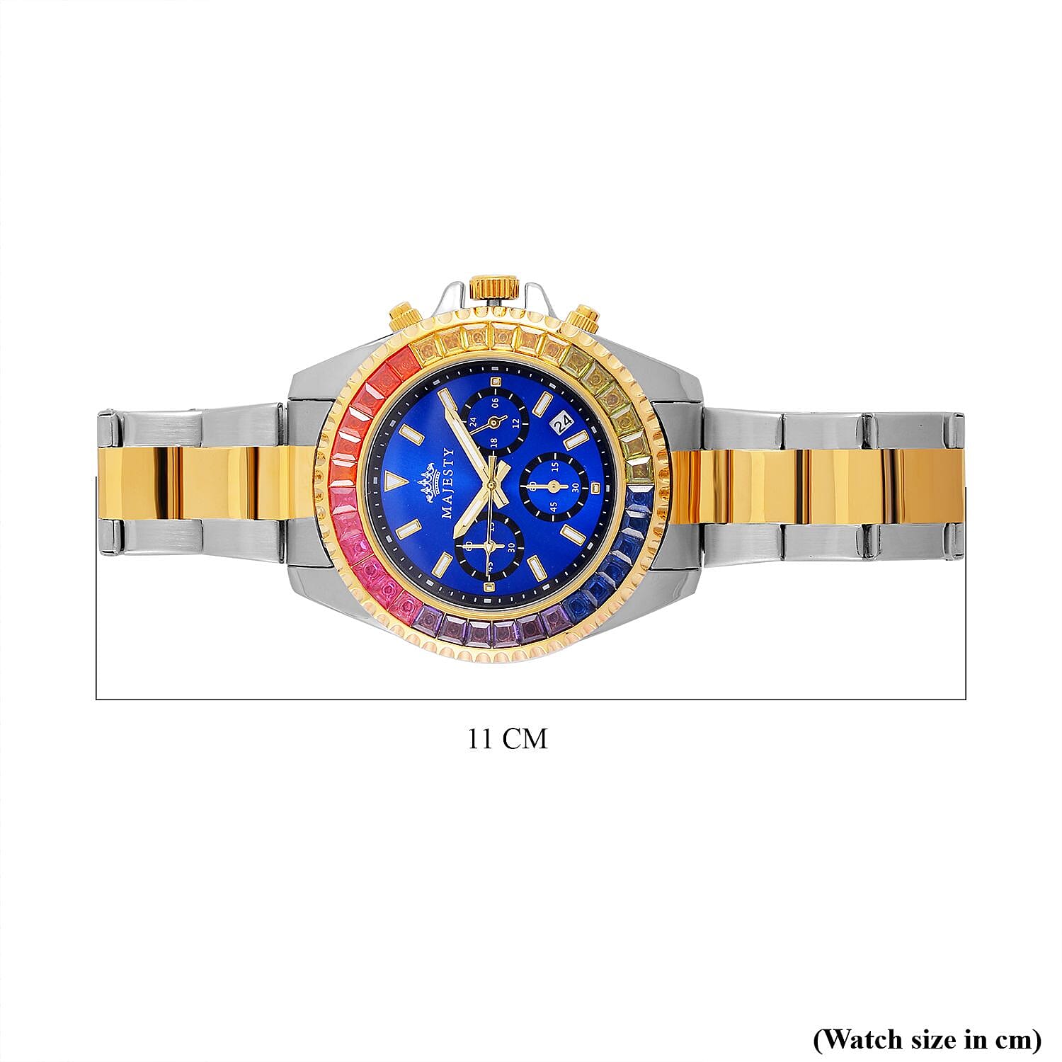 MAJESTY Limited Edition Multi-Function Multi Colour CZ Dial 3 ATM Water Resistant Watch in Dual Tone With Gift Box