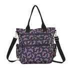 Multi Pocket Butterfly Pattern Tote Bag - Black