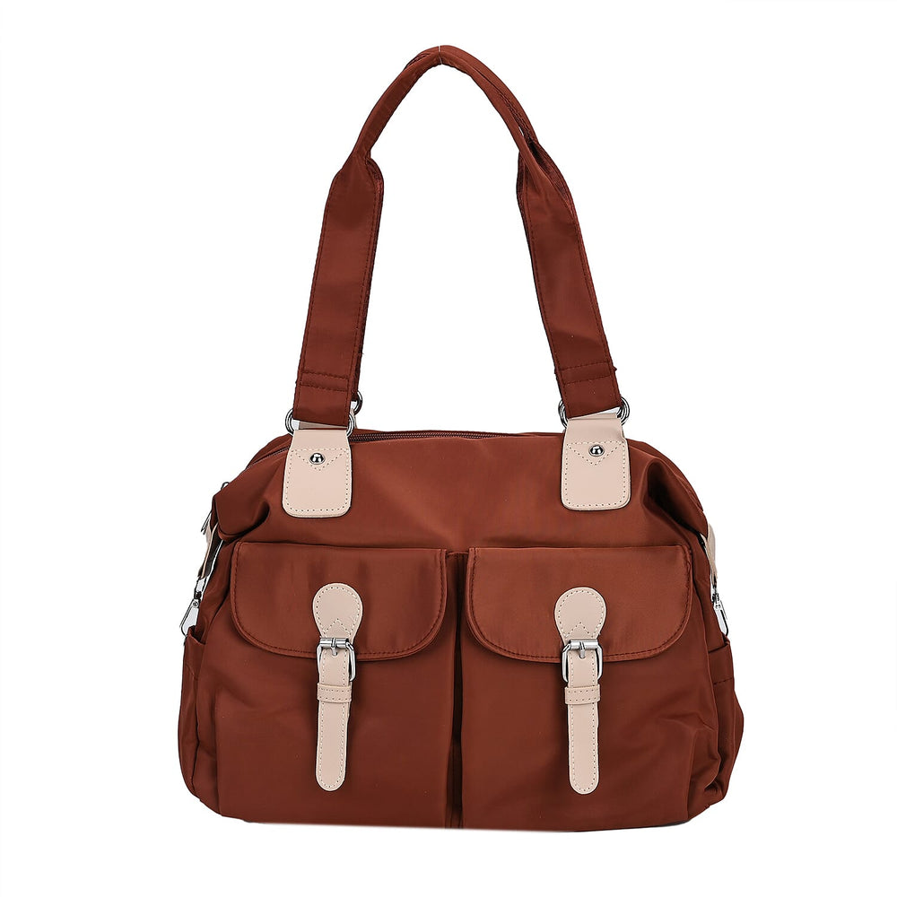 Polyester Solid Crossbody Bag (Size 37x14x31 cm) - Brown & Green