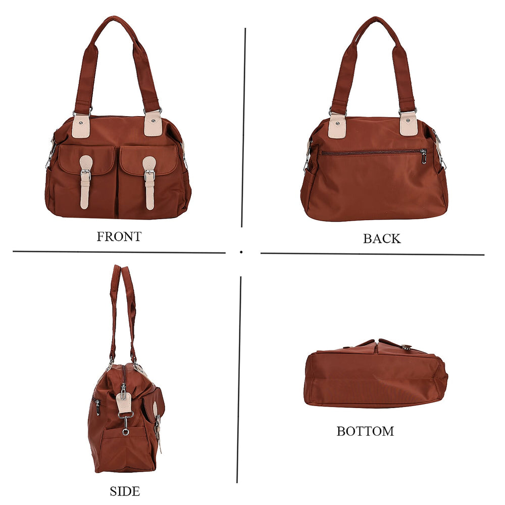 Polyester Solid Crossbody Bag (Size 37x14x31 cm) - Brown & Green