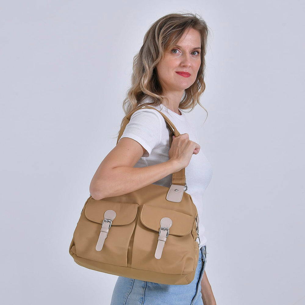 Polyester Solid Crossbody Bag (Size 37x14x31 cm) - Khaki & Green