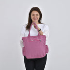 Multi-Pocket Satchel Bag with Detachable Shoulder Strap - Purple