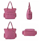 Multi-Pocket Satchel Bag with Detachable Shoulder Strap - Purple