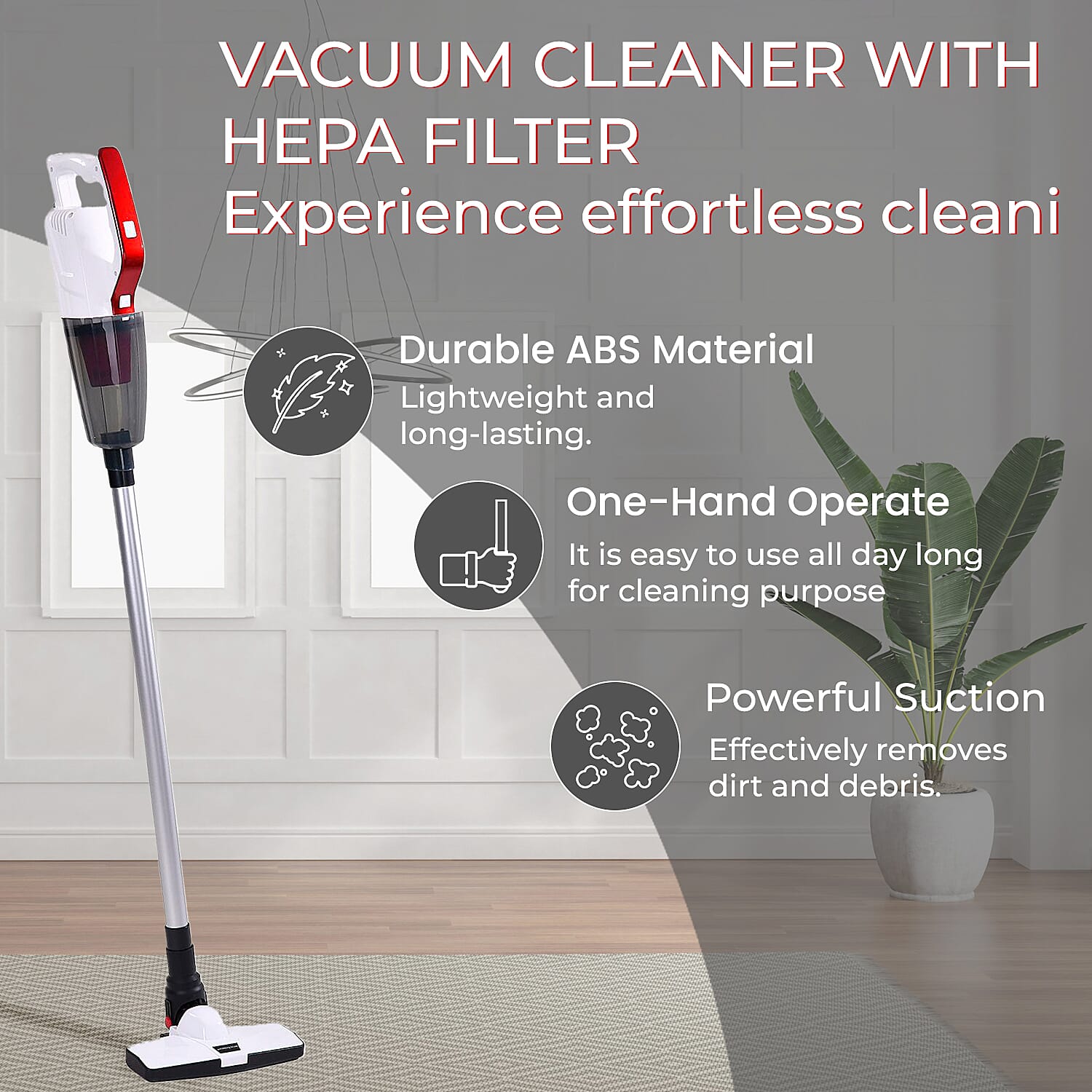 Lightweight Powerful Suction Bagless Corded Vacuum Cleaner with HEPA Filter (400W) 5m Cord