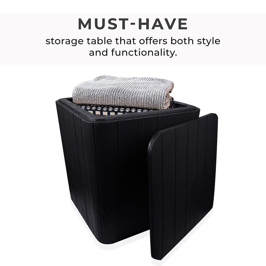 Garden Storage Table (Size 42x39x39 Cm- 43L) - UV Protected and Weather Resistance - Black