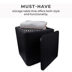 Garden Storage Table (Size 42x39x39 Cm- 43L) - UV Protected and Weather Resistance - Black
