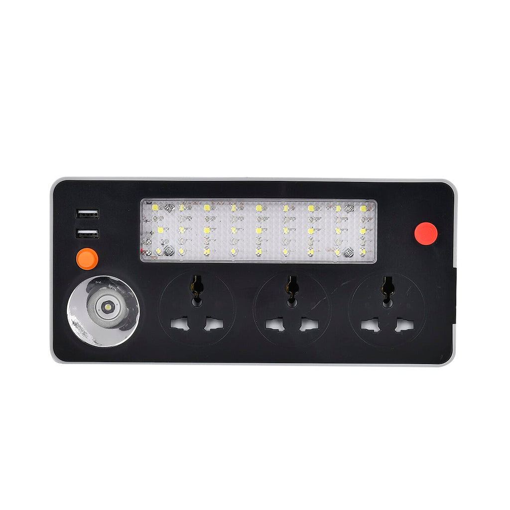 Multifunctional Power Strip with 3x 3 Pin Plug Sockets, 2x Usb Sockets, 3x Light Modes, Acts as a Power Bank with Rechargable Batteries, 1.5M Lead