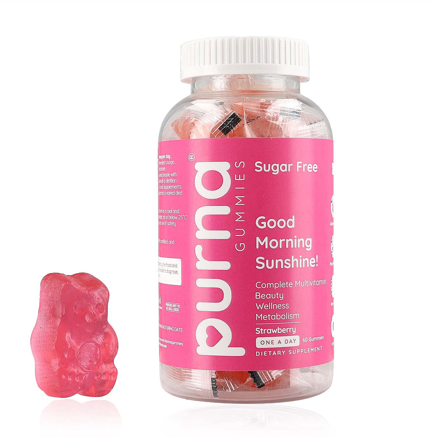Purna Big Pack- Strawberry Flavoured Complete Multivitamin Gummies (60 Gummies)