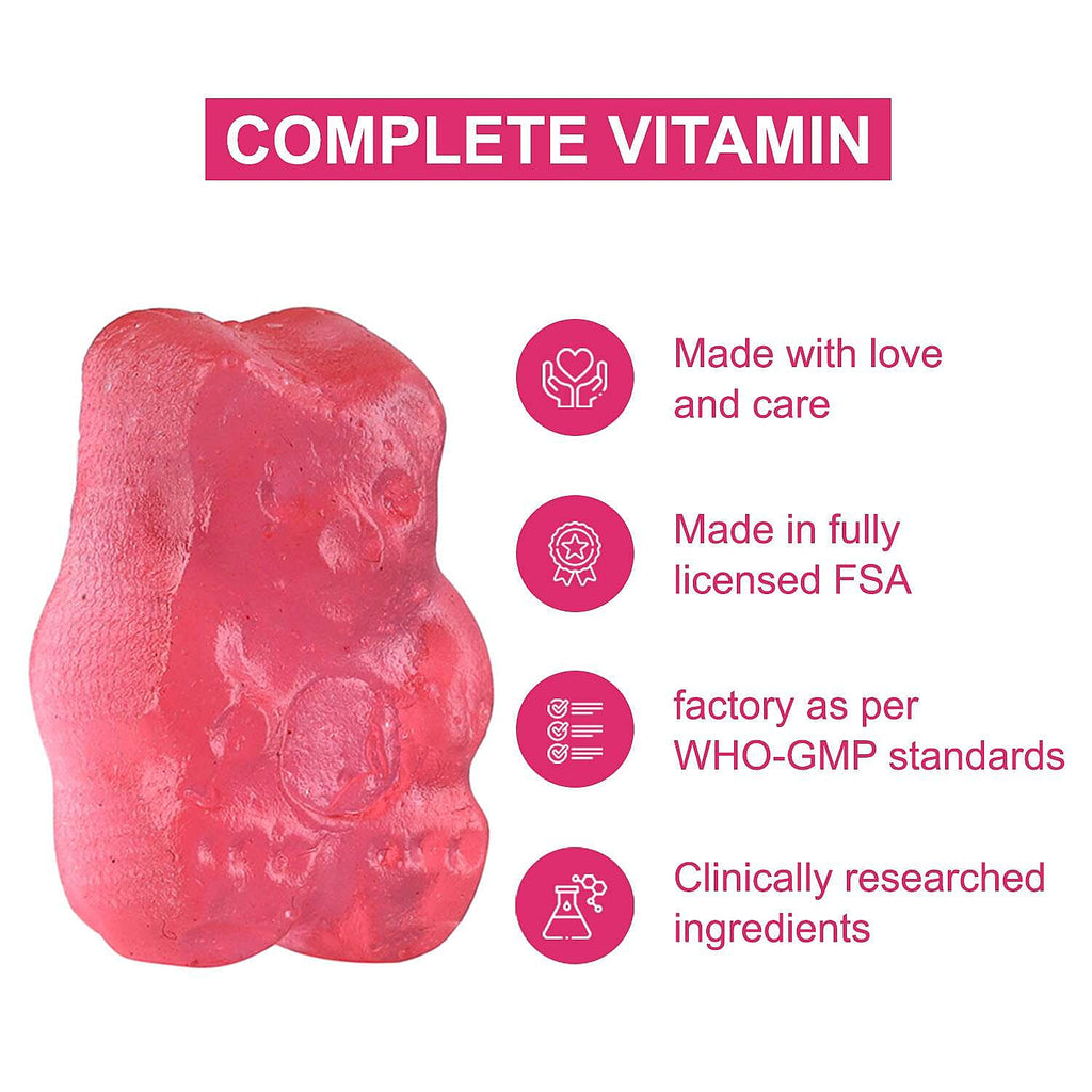 Purna Big Pack- Strawberry Flavoured Complete Multivitamin Gummies (60 Gummies)