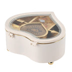 Heart Shape Music Box with a Ballerina (Size 15x15x7 cm) - White