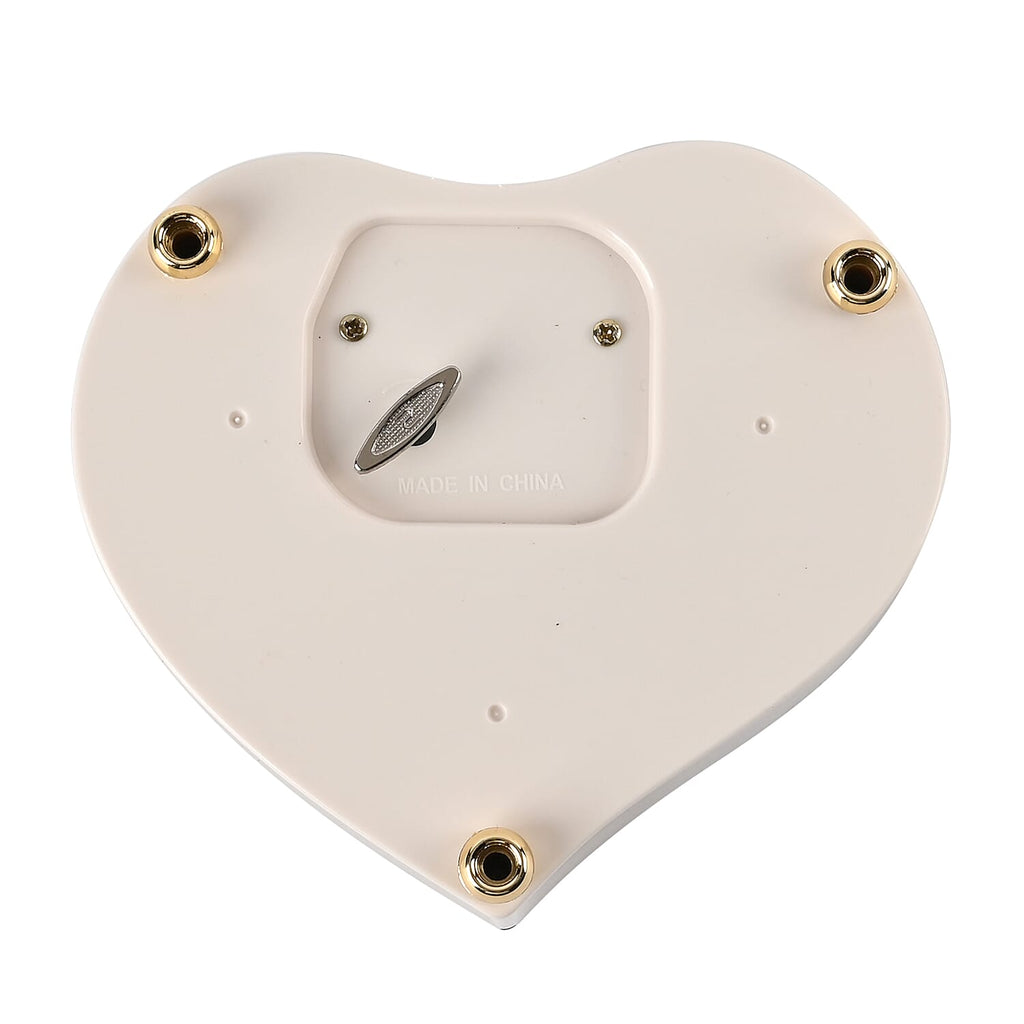 Heart Shape Music Box with a Ballerina (Size 15x15x7 cm) - White