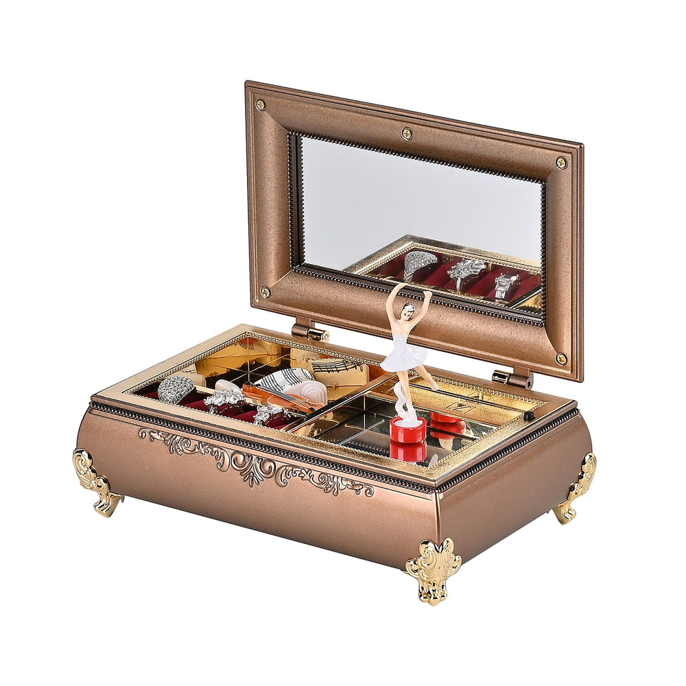 Oblong Shape Music Box with a Ballerina - Brown