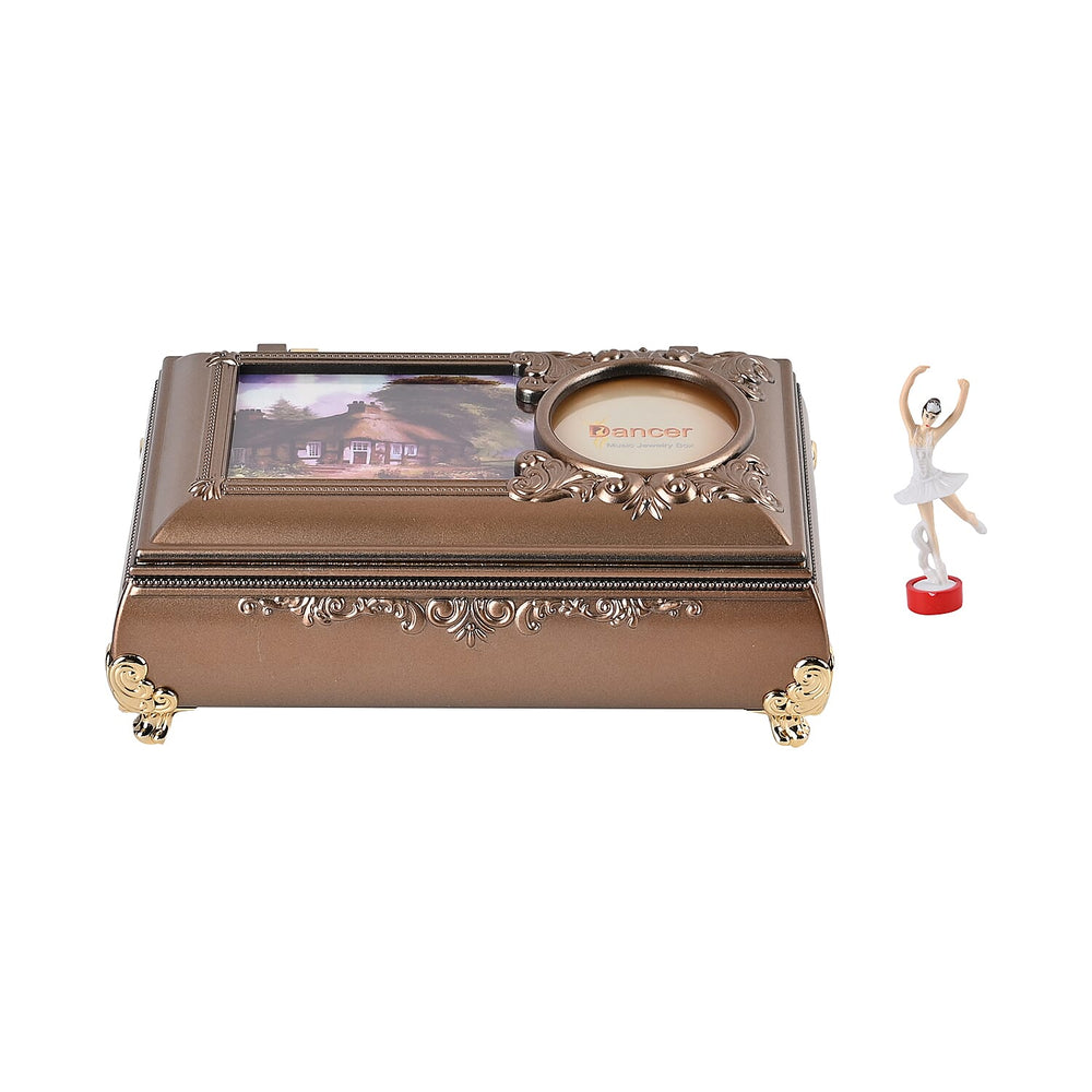 Oblong Shape Music Box with a Ballerina - Brown