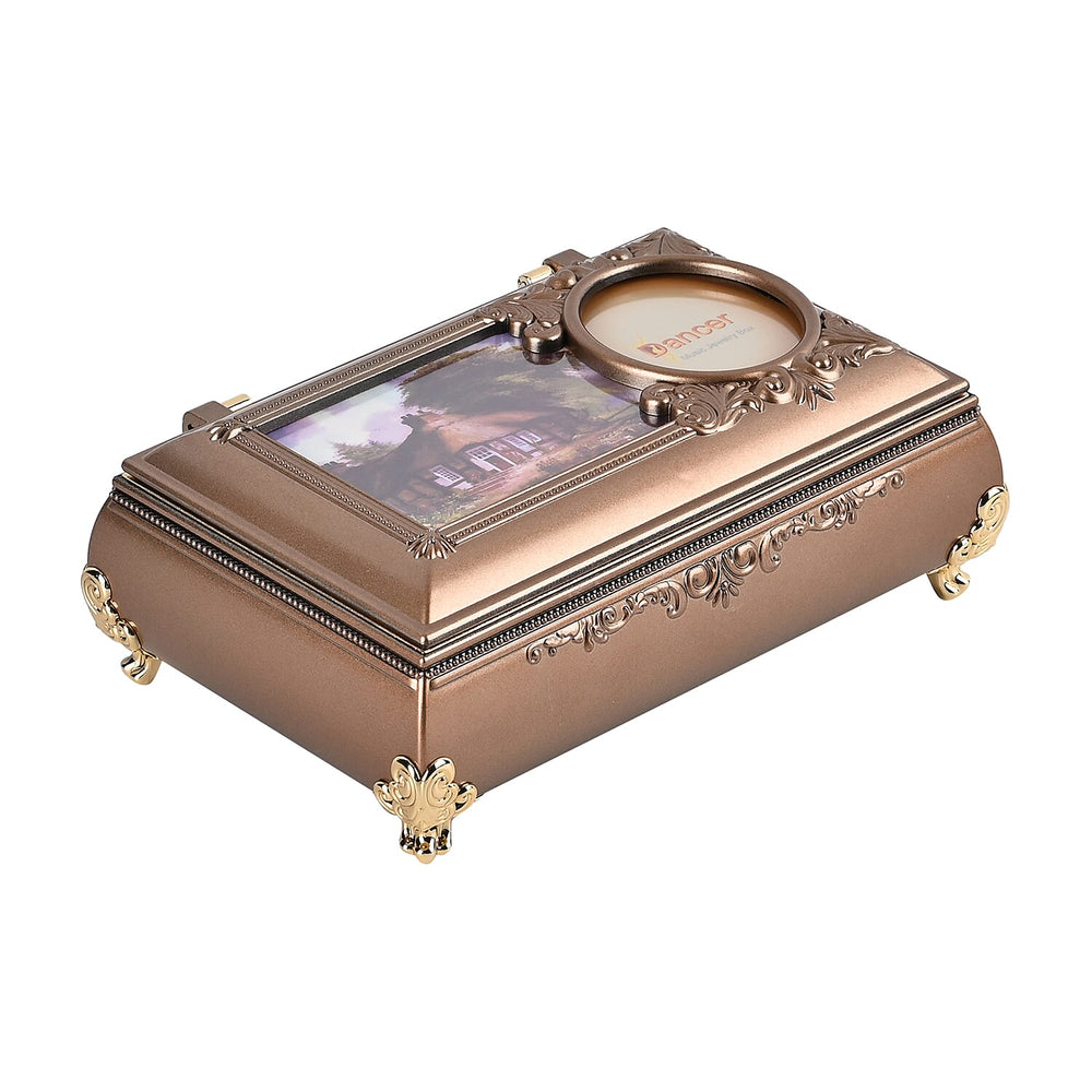 Oblong Shape Music Box with a Ballerina - Brown
