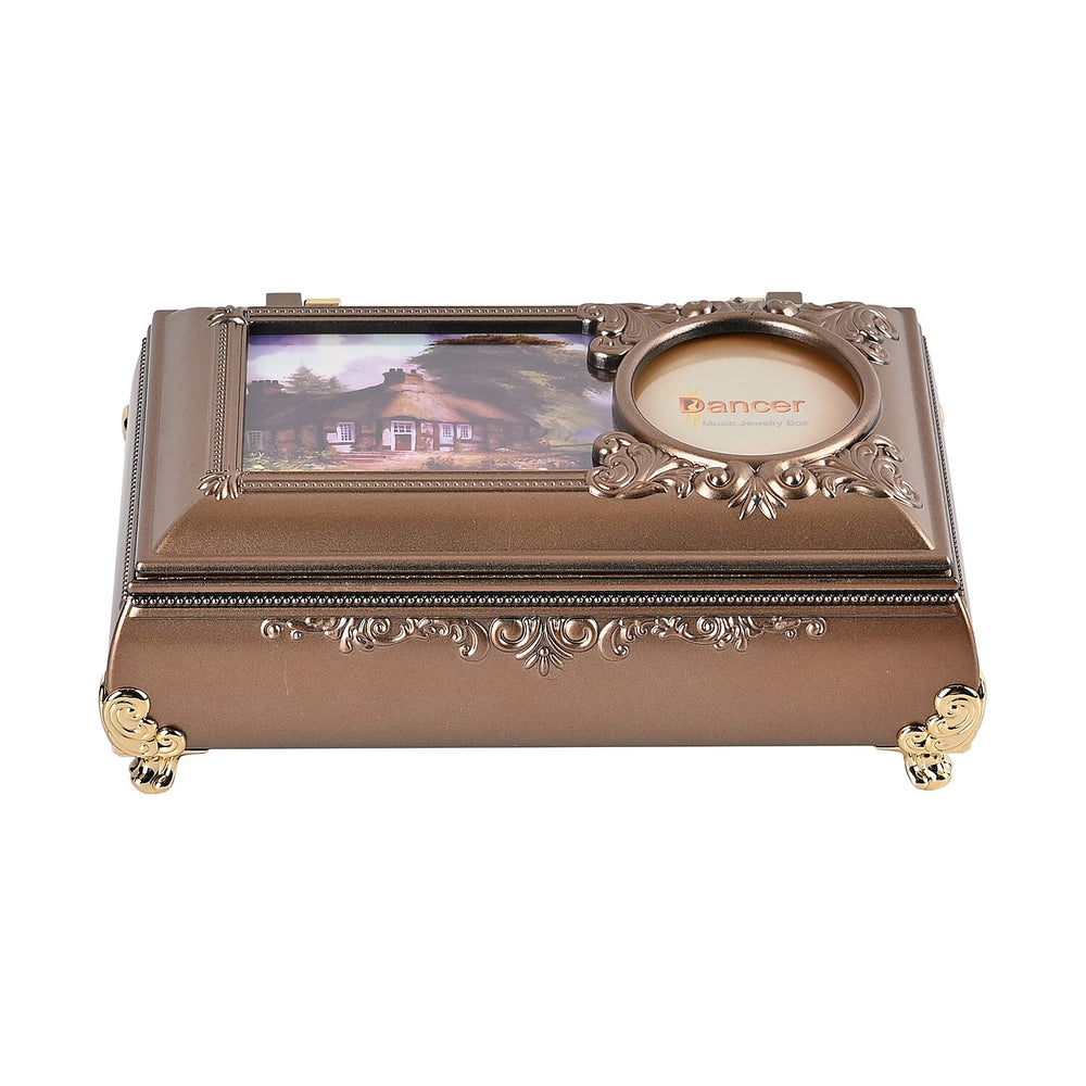 Oblong Shape Music Box with a Ballerina - Brown