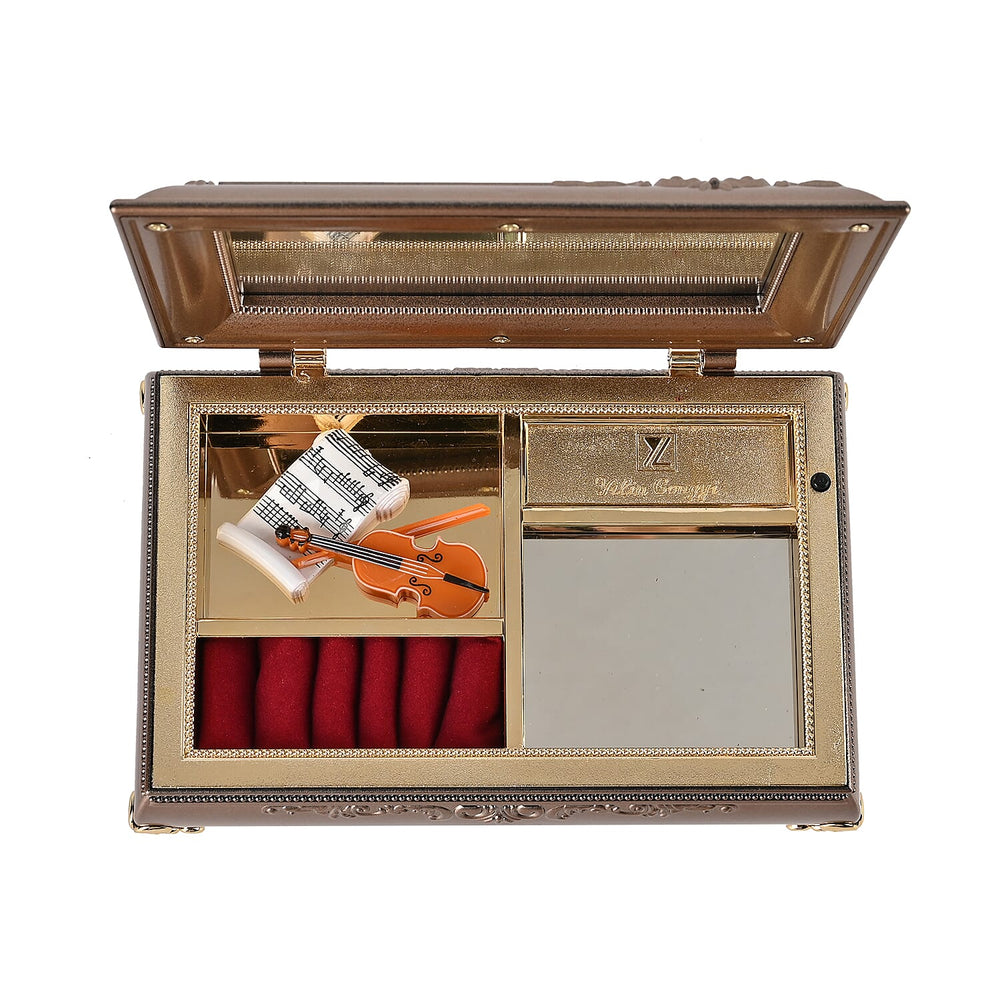Oblong Shape Music Box with a Ballerina - Brown
