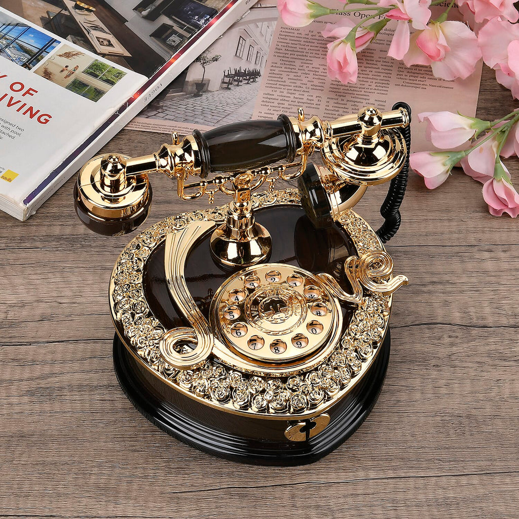 Telephone Music Box (Size 20x16x18 cm) - Brown & Brown