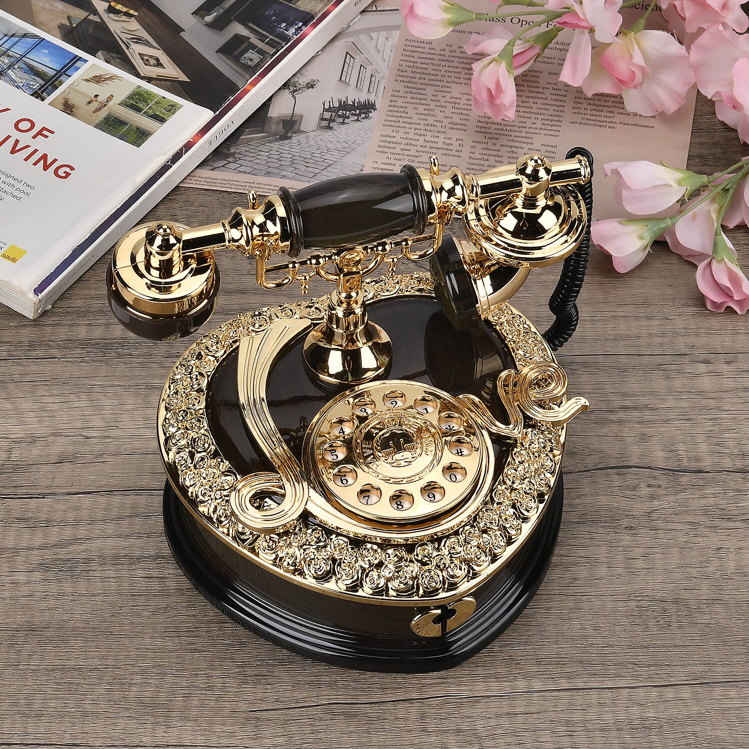 Telephone Music Box (Size 20x16x18 cm) - Brown & Brown