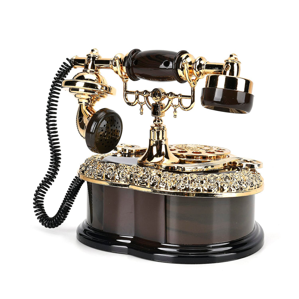 Telephone Music Box (Size 20x16x18 cm) - Brown & Brown
