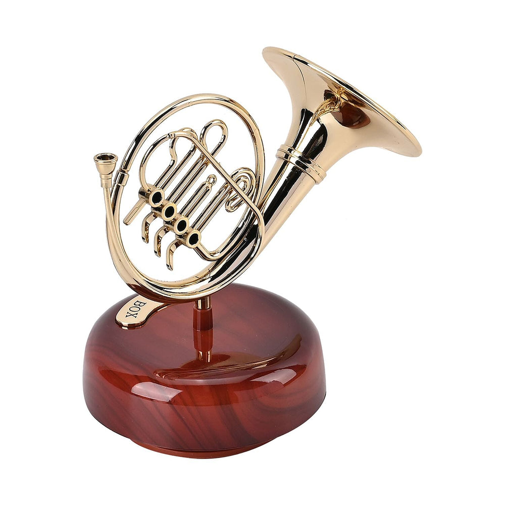 French Horn Shaped Mechanical Music Box (Size 14x13x9 cm)