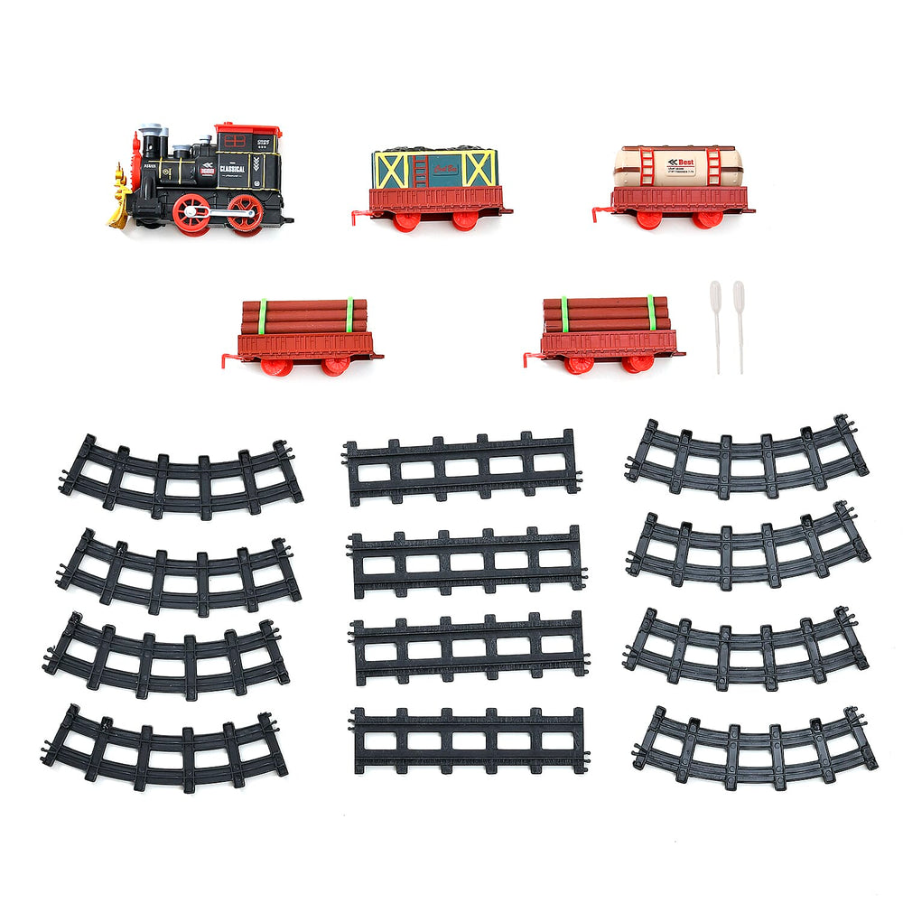 Musical Train with Lights, Simulated Steam Locomotive - Easy Snap on Tracks