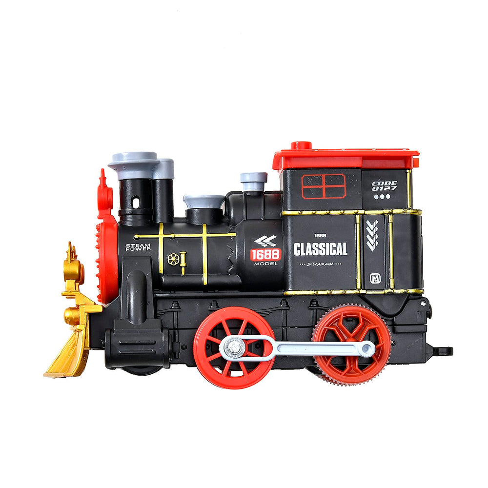 Musical Train with Lights, Simulated Steam Locomotive - Easy Snap on Tracks