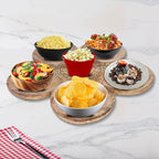 NAKKASHI Hand Carved Natural Antique Finish Wooden Food Serving Rotating Flower Shape Tray (Size 40X15 Cm)