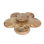 NAKKASHI Hand Carved Natural Antique Finish Wooden Food Serving Rotating Flower Shape Tray (Size 40X15 Cm)
